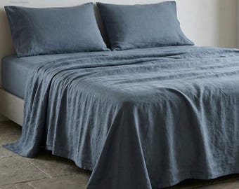 Linen Cotton Blend Sheet Set | Soft Washed Bedding | Breathable Luxury Bed Set