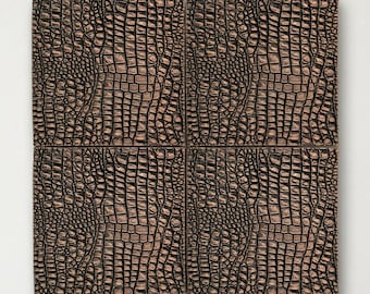 Croc Skin Tile Panel Set – Antique Copper Wall Tiles (Set of 4, 6x6 each) | Textured Patina Metal Backsplash | Light Weight