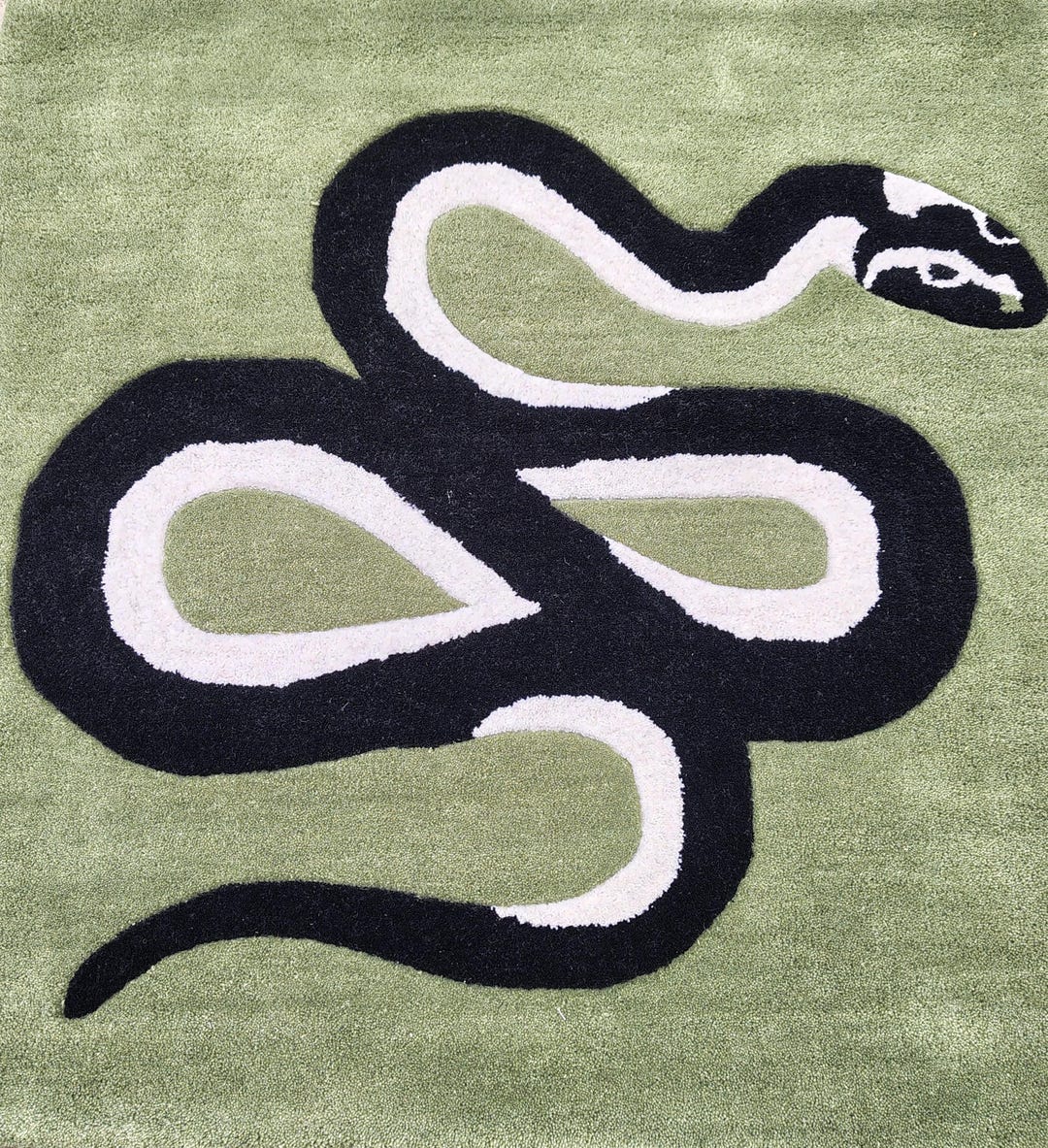 Hand Tufted Green Snake Rug | Handmade Wool Rug | Serpent Area Rug for ...
