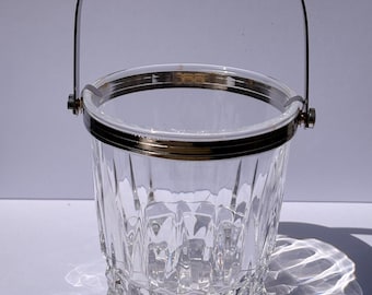 VTG Bleikristall Mini-Eiskübel Cristal d'Arques Frankreich mit Griff 13,5 cm MCM