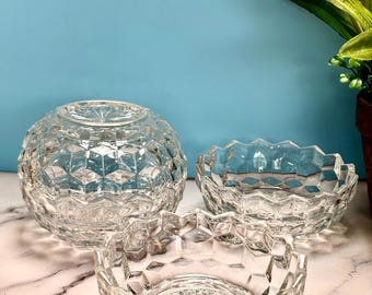 Vintage Fostoria Glass Clear Large Cubist Fairy Lamp BASE ONLY 4 available