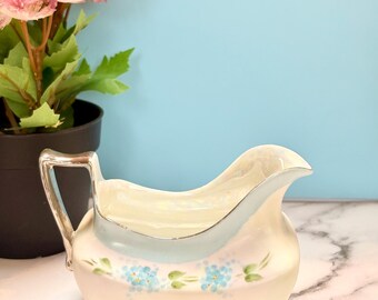 antique handpainted Porzellanfabrik Zeh, Scherzer & Co. blue gravy boat