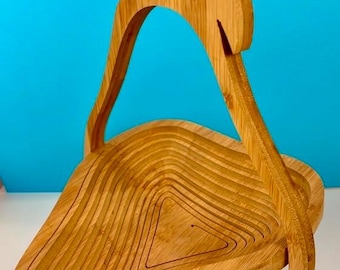 Salvamanteles plegable de madera de bambú con múltiples bandejas, frutero, cesta de pera MCM