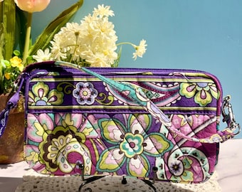 Vtg Vera Bradley Mini Purse wallet Wristlet Clip & Zip
