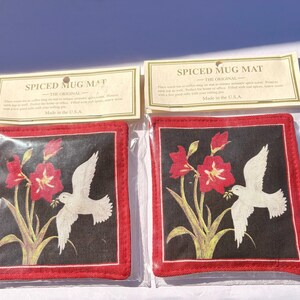 ALICE'S COTTAGE Spiced Hot Pad Trivet Dove of Peace & Red Iris NIP 2 avail