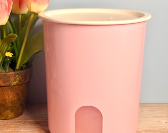 Vtg Tupperware One Touch Canister Reminder Window Container 12.5 cup Pink
