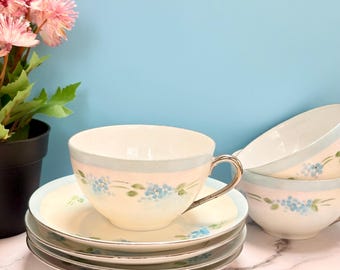 antique handpainted Krister Porzellan-Manufaktur germany 3 cups & saucers