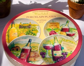 Boston Warehouse Vin- och ostfat med vinmotiv, set om 4 - årgång 2003