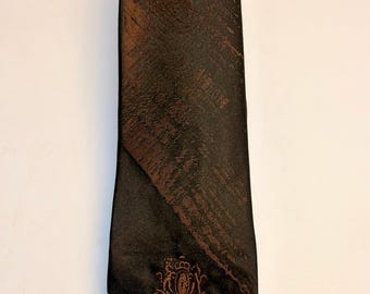 VTG Prince Igor 1950s 100% Silk tie black/bronze Union Made USA retro MCM
