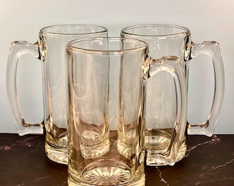 Jarras de cerveza Libbey Vintage de 740 ml (25 oz), resistentes, de vidrio transparente, para bar. 2 unidades disponibles.