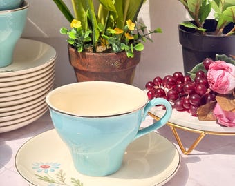 Vtg Taylor Smith Blue Daisy Ring cup and saucer cottagecore 12 avail