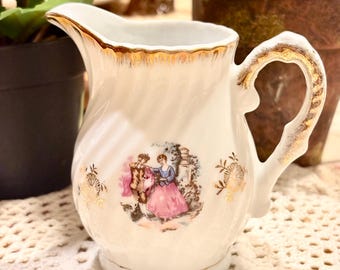 vintage porcelain Japan creamer colonial couple dancing motif