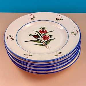 Set of 5 Vintage Figas Spain Hand-Painted Art Pottery Plates