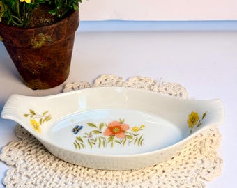 Vintage Andrea by Sadek Country Flowers Pattern Au Gratin Dish cottagecore