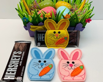 Easter Basket Stuffer- Set of 3, Bunny Treat Holder, Easter Candy Bar Slider, Kids Easter Gifts, Easter Basket Filler, Teachers Easter Gift