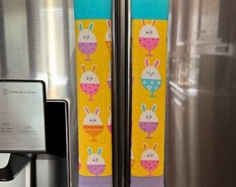 Easter Refrigerator Handle Covers-Set of 2, Refrigerator Handle Wraps, Easter Decor, Quilted Appliance Handle Wraps, Kitchen Decor