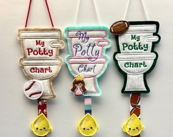 Potty Chart, Toddler Potty Chart, Felt Embroidered Hanging Potty Chart, Toilet Training