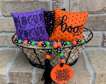 Halloween Mini Pillows Set of 3, Halloween Bowl Fillers, Tiered Tray Decor