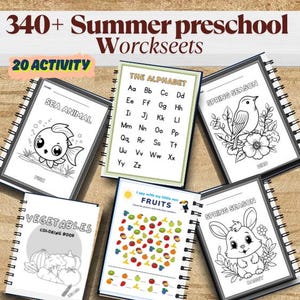 Printable Summer Activities Pack for Preschoolers, Summer Activity for Kindergarten, 340+ Activity Sheets,