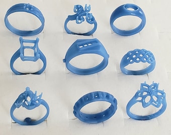 9  Assorted  Rings. Mix of settings. Wax Patterns for lost wax Casting 23-008