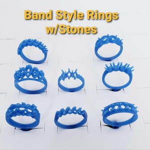 8  Rings w/Stones, Assortment. Wax patterns for lost wax casting 26-015