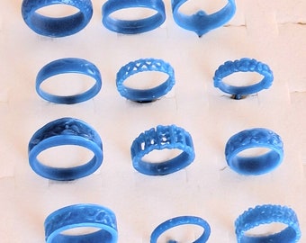 12 Assorted Band Style Rings. Wax Patterns for lost wax casting 24-033