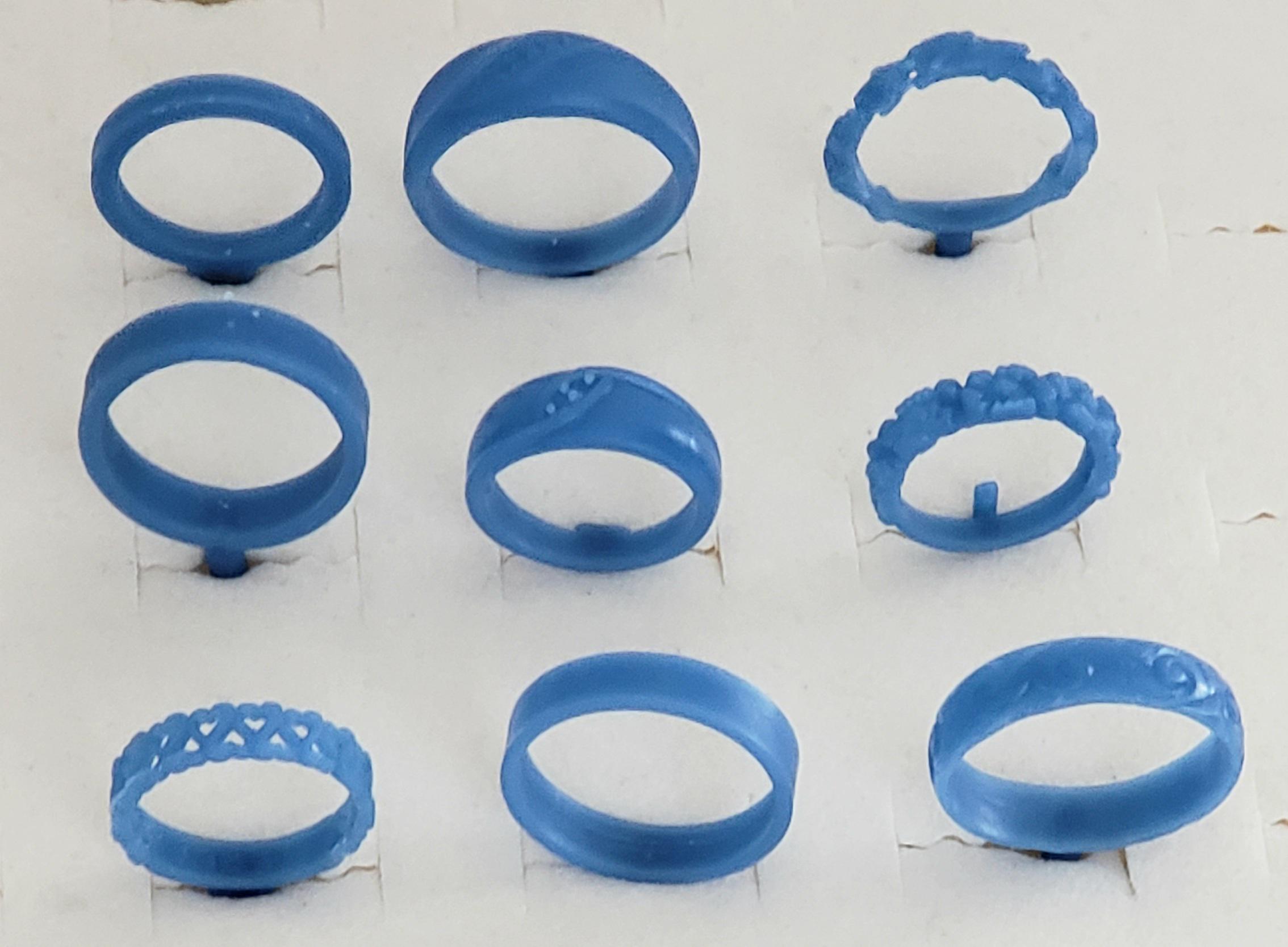 9 Assorted Band Style Rings. Wax Patterns For Lost Wax Casting 25-030
