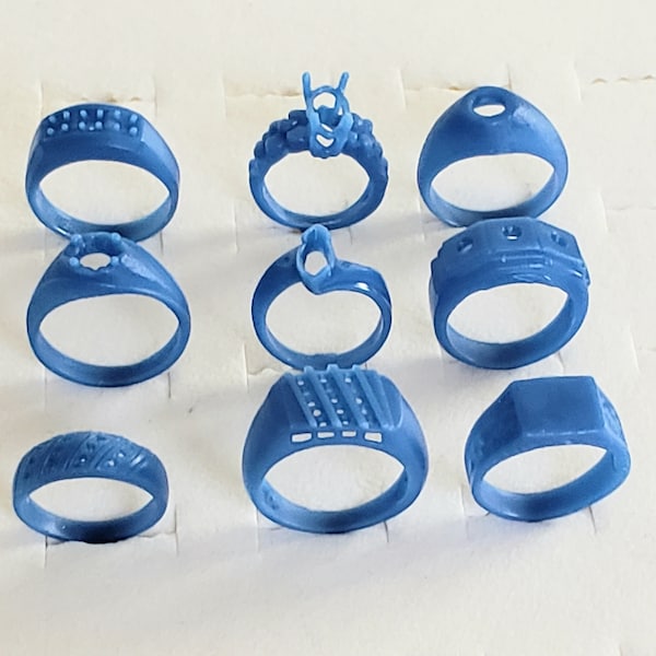 9 Assorted Mens/Women's Rings.  Wax Patterns For Lost Wax Casting 24-032