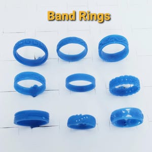 9 Band Rings, Assortment. Wax patterns for lost wax casting 26-018