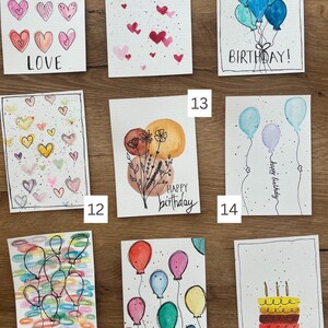 Carte peinte à la main, carte de vœux, carte d'anniversaire, carte de mariage, aquarelle. Lots de 3, 5 ou 10 disponibles. Veuillez préciser la quantité lors de votre commande.