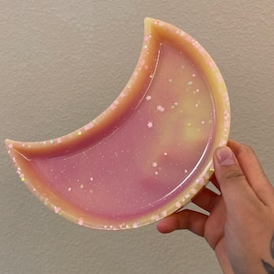 Large crescent moon jewelry crystal tray