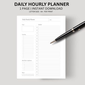 Hourly Planner Printable Daily Planner To do List Planner PDF