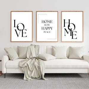 Home is My Happy Place Print: Minimalist Wall Art (PDF Download, 4 Sizes)