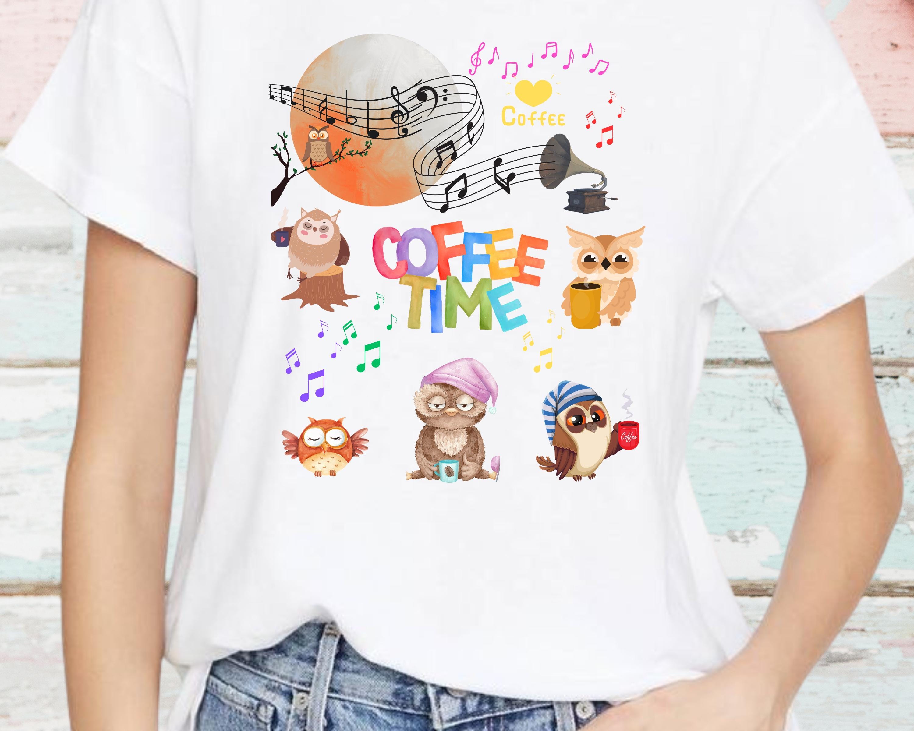 Coffee Time PNG – Cute Owl Coffee Clipart for Sublimation, Mugs, T-Shirts, Printable Art
