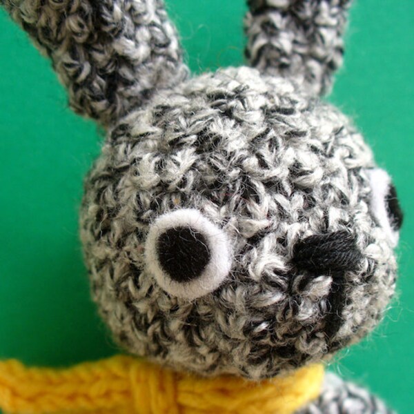 Speckled the crochet bunny with carrot