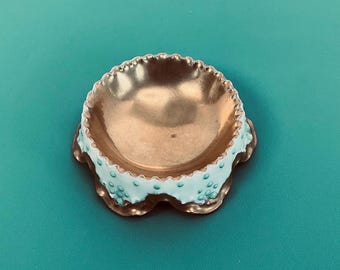 Antique Haviland Porcelain Gilded Salt Cellar with Dot Pattern