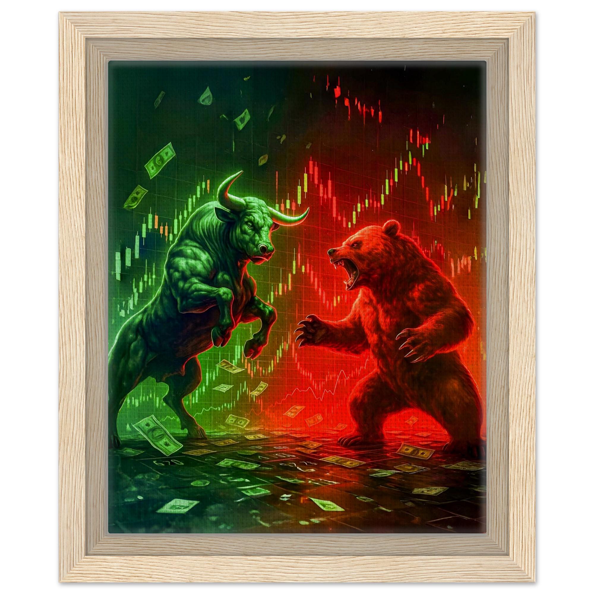 bull & bear digital prints, stock market art, wall... Bull Vs Bear Stock Market Canvas Print, Candlestick Chart Wall Art ...