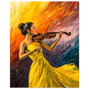 Violin Woman Canvas Print: Abstract Music Wall Art