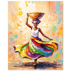 Colorful African Woman Canvas Art: Boho Home Decor, Gym Motivation