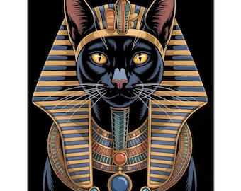 エジプトのファラオ猫のキャンバス：神秘的な猫の壁アート - Etsy 日本
