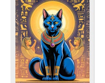 エジプトの猫の壁アート、古代エジプト風の室内装飾、手描きの猫の