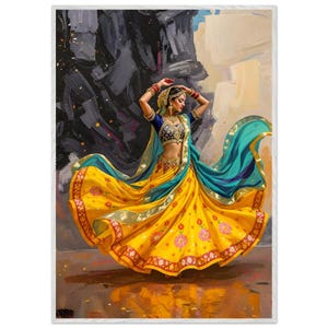 Indian Dance Wall Art | Colorful Ethnic Canvas Print for Home Decor | Ready to Hang | Framed or Unframed Poster | UK & USA Delivery