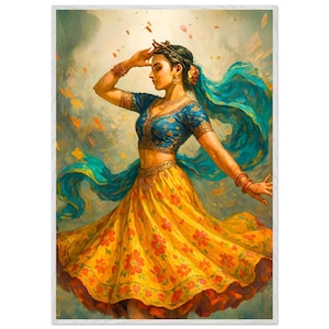 Indian Dance Wall Art | Elegant Woman Canvas Print for Home or Office Decor | Ready to Hang | Framed or Poster | UK & USA Shipping