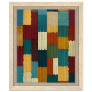 Boho Patchwork Canvas Print: Colorful Abstract Textile Wall Art