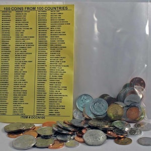 100 Different World Coins from 100 Countries – Real Foreign Coin Collection – Collector Gift – Travel & History Set – No Duplicates