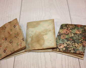 Set of three mini spring garden nature themed hand bound books for junk journal tuck spots mini booklets ephemera pastel colored ephemera