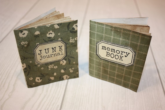 Pair of Mini Hand Bound Books for Junk Journal Tuck Spots Mini Booklets  Ephemera Handmade Small Books Memory Book Set of Two Mini Journals 