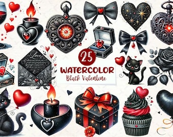 Gothic Valentine Clipart Bundle | Dark Romance PNG (Digital Download)