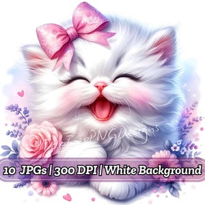 Persian Cat Clipart Bundle | 10 PNG Digital Download | Transparent Background Cute Cat Graphics for Sublimation Junk Journals V116