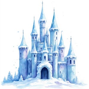 34 Winter Ice Castle Clipart, Blue Kingdom Clipart, Fairy Tale, Magical Fairytale Castle, Magical Kingdom Castle, Digital Download S385
